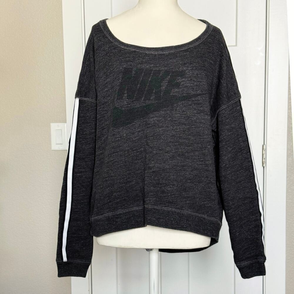 Nike Gray District 72 Scoop Long Sleeve Crew Sweater Womens M